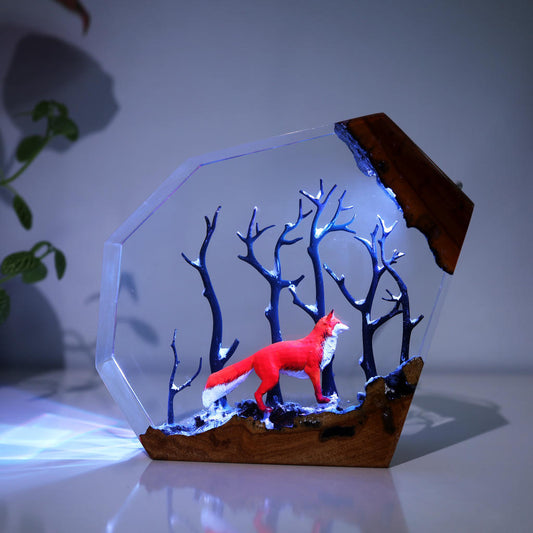 Fox in Forest Night Light