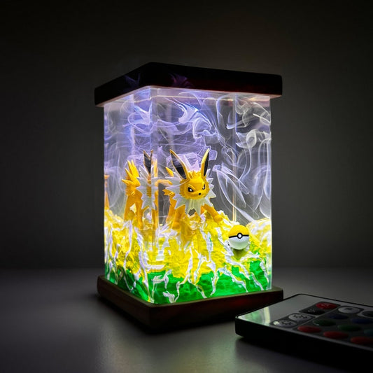 Jolteon Pokemon Resin Epoxy Lamp, Night Light