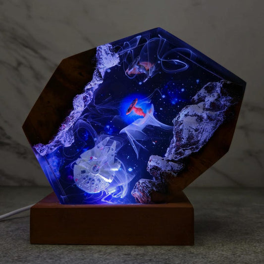 Falcon & Tie Fighter Resin Lamp