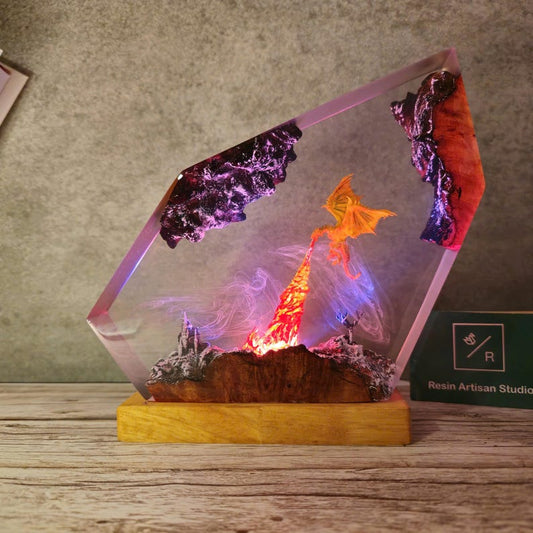 Fire Breath Dragon Resin Lamp