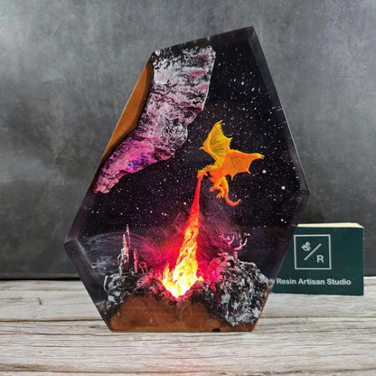 Fire Dragon Resin Lamp