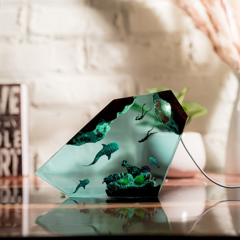 Whale shark Resin Epoxy Lamp, Night Light