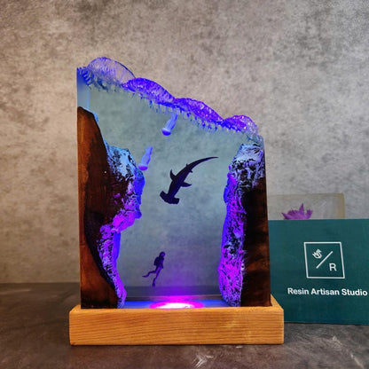 Hammerhead shark Resin Epoxy Lamp