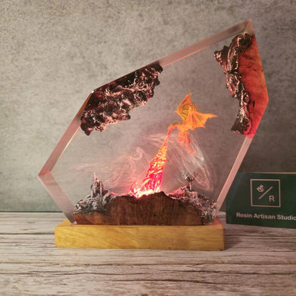 Fire Breath Dragon Resin Lamp