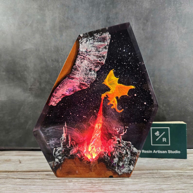 Fire Dragon Resin Lamp