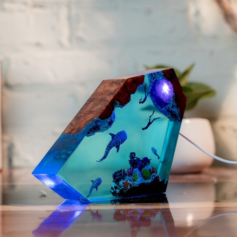 Whale shark Resin Epoxy Lamp, Night Light