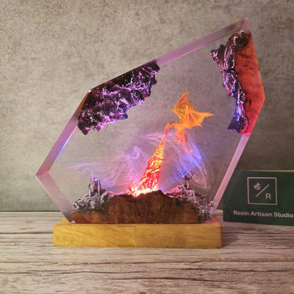 Fire Breath Dragon Resin Lamp