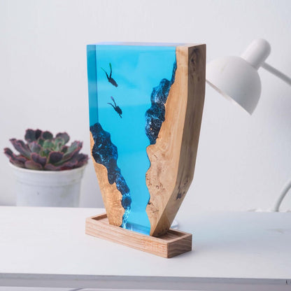 Scuba Diver Resin Epoxy Lamp