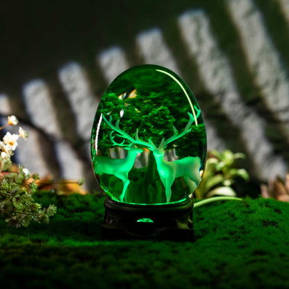 Deer and Landscape Resin Lamp Egg