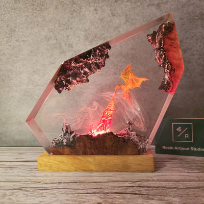 Fire Breath Dragon Resin Lamp