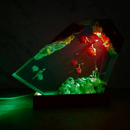 Fire Dragon and Ice Dragon Resin Lamp