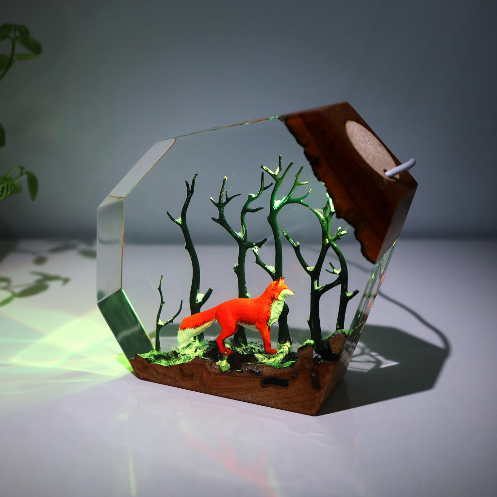 Fox in Forest Night Light