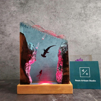 Hammerhead shark Resin Epoxy Lamp