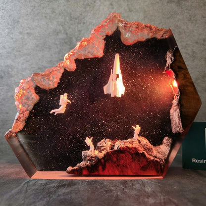 Astronaut Rocket Resin Lamp