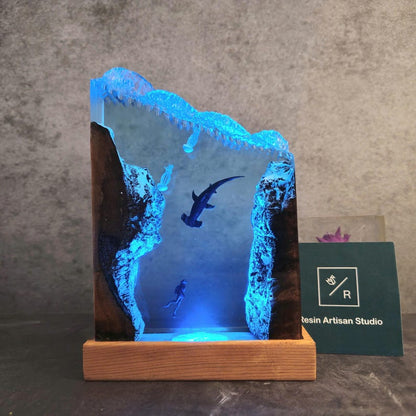 Hammerhead shark Resin Epoxy Lamp