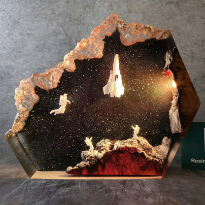 Astronaut Rocket Resin Lamp