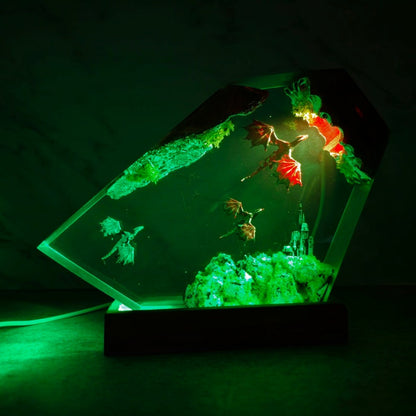 Fire Dragon and Ice Dragon Resin Lamp