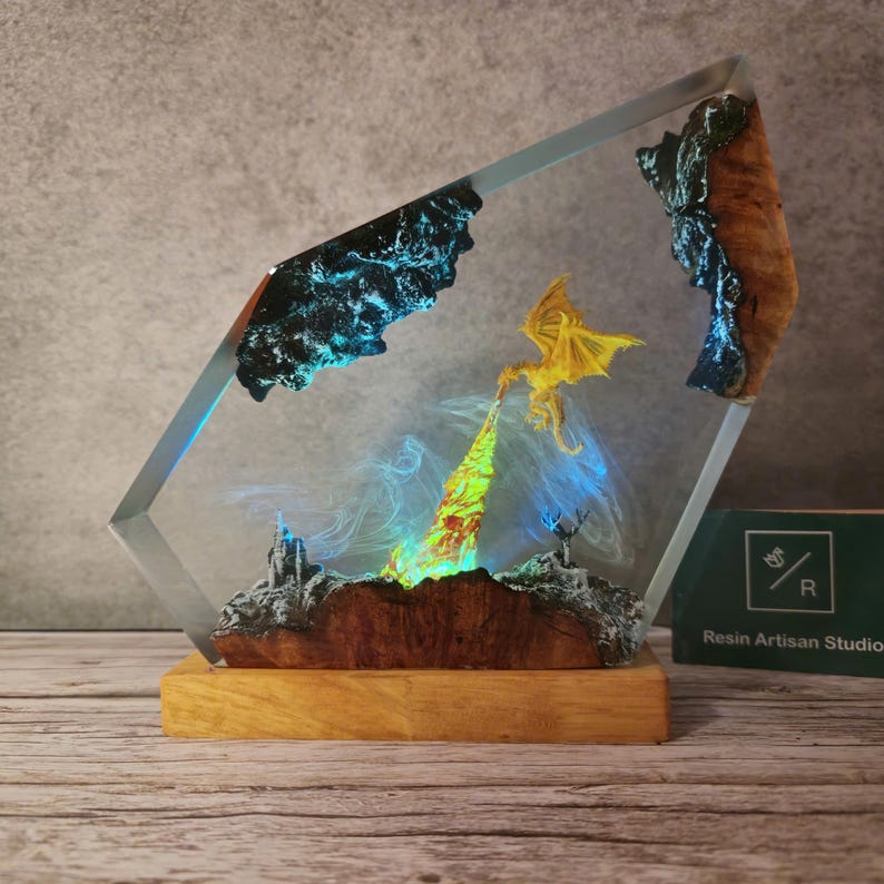 Fire Breath Dragon Resin Lamp