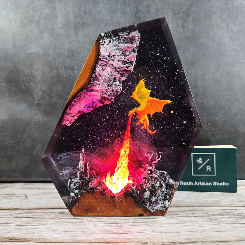 Fire Dragon Resin Lamp