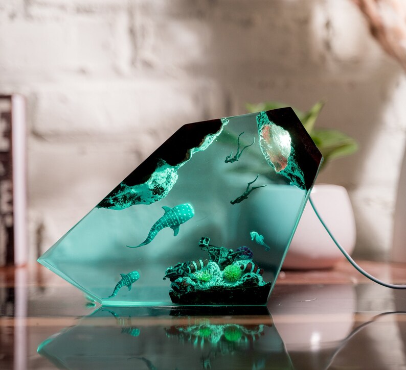 Whale shark Resin Epoxy Lamp, Night Light