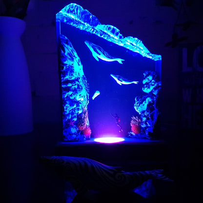 Humpback Whale Mother/Dad and son resin lamp