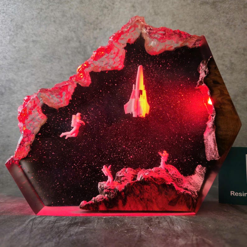 Astronaut Rocket Resin Lamp