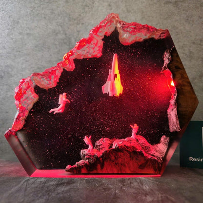 Astronaut Rocket Resin Lamp