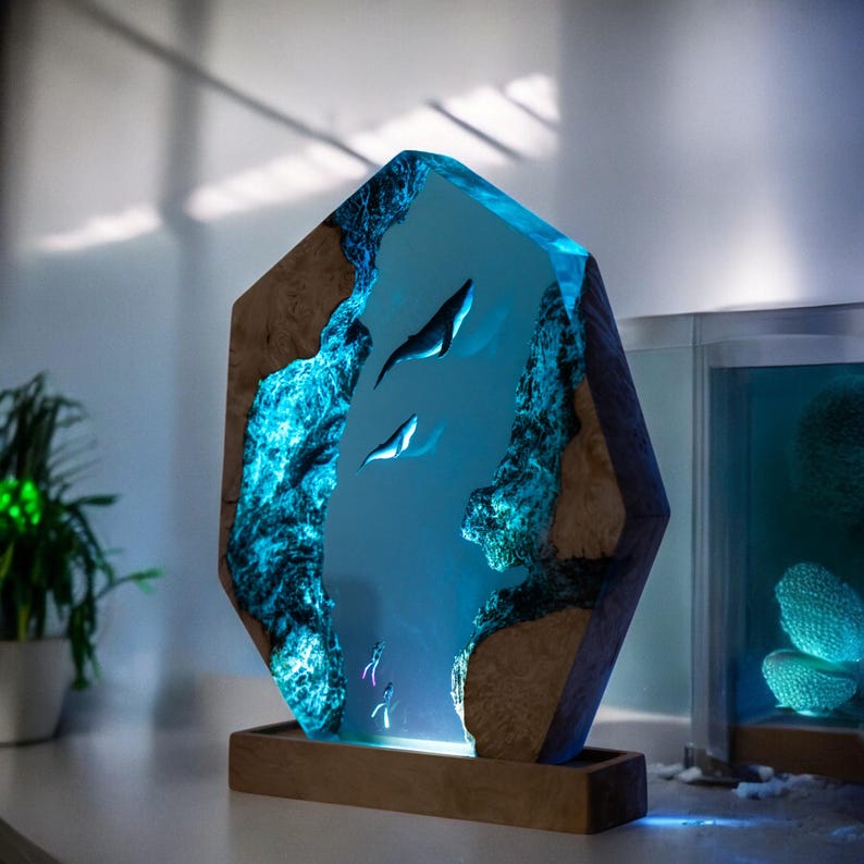 Whale Resin Epoxy Lamp, Night Light