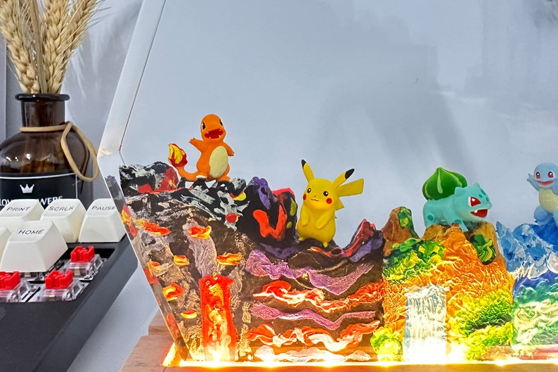 Pikachu Pokemon Resin Epoxy Lamp, Night Light