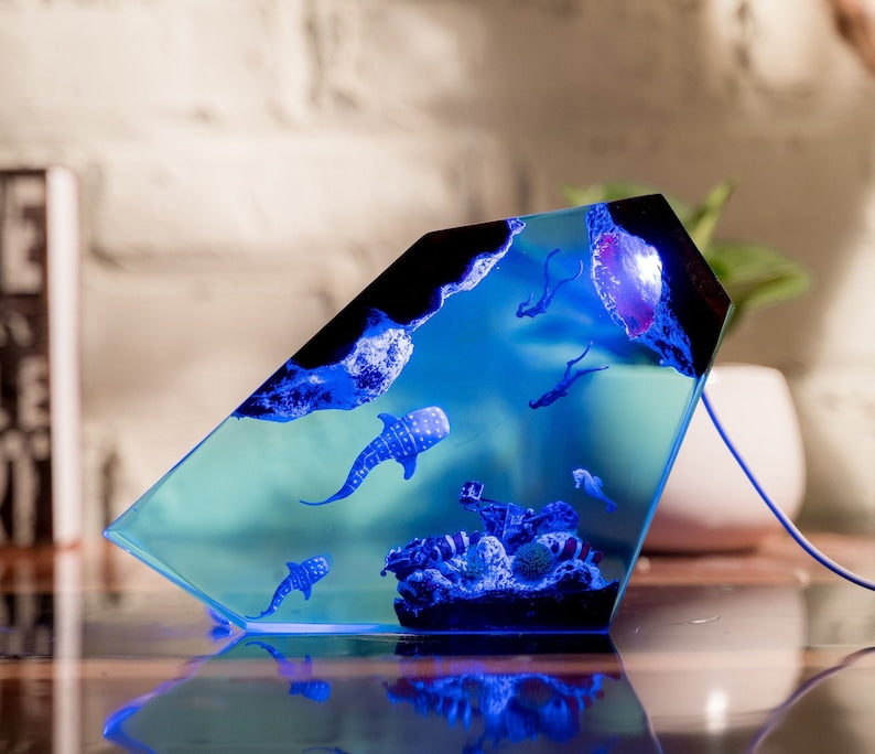 Whale shark Resin Epoxy Lamp, Night Light