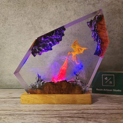 Fire Breath Dragon Resin Lamp