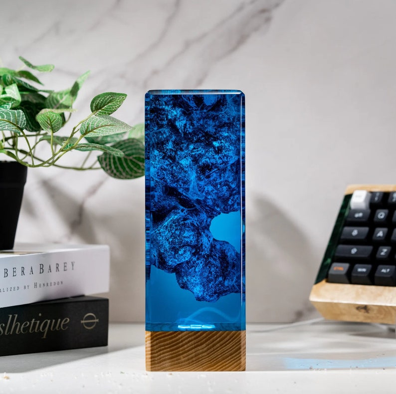 Blue Ocean Resin Epoxy Lamp, Night Light