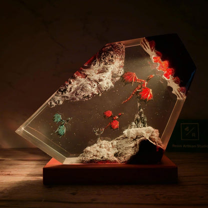 Fire Dragon and Ice Dragon Resin Lamp