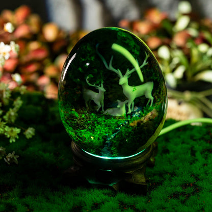 Deer and Landscape Resin Lamp Egg