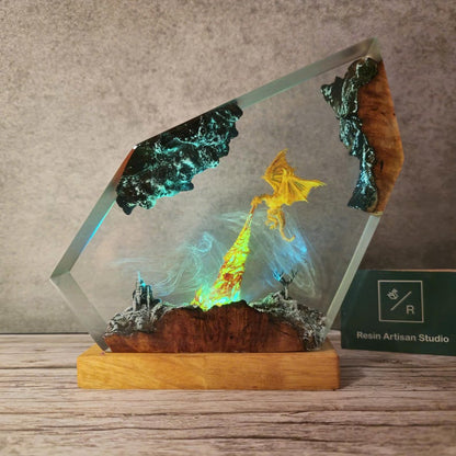 Fire Breath Dragon Resin Lamp