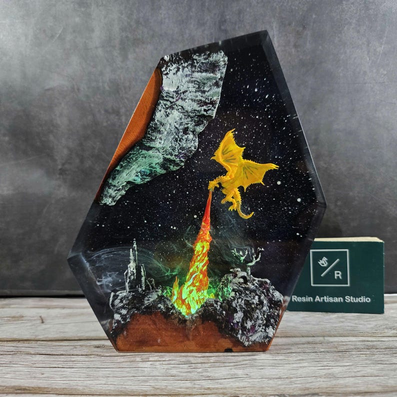 Fire Dragon Resin Lamp