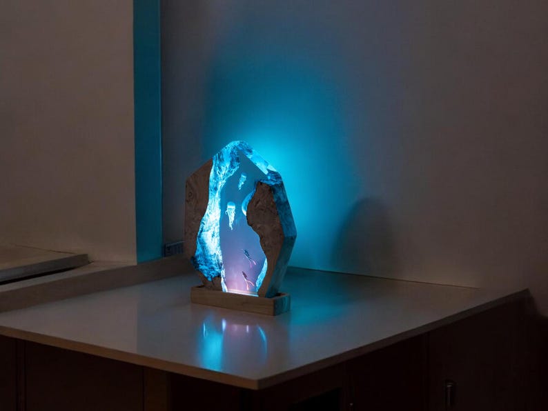 Jellyfish Resin Epoxy Lamp, Night Light