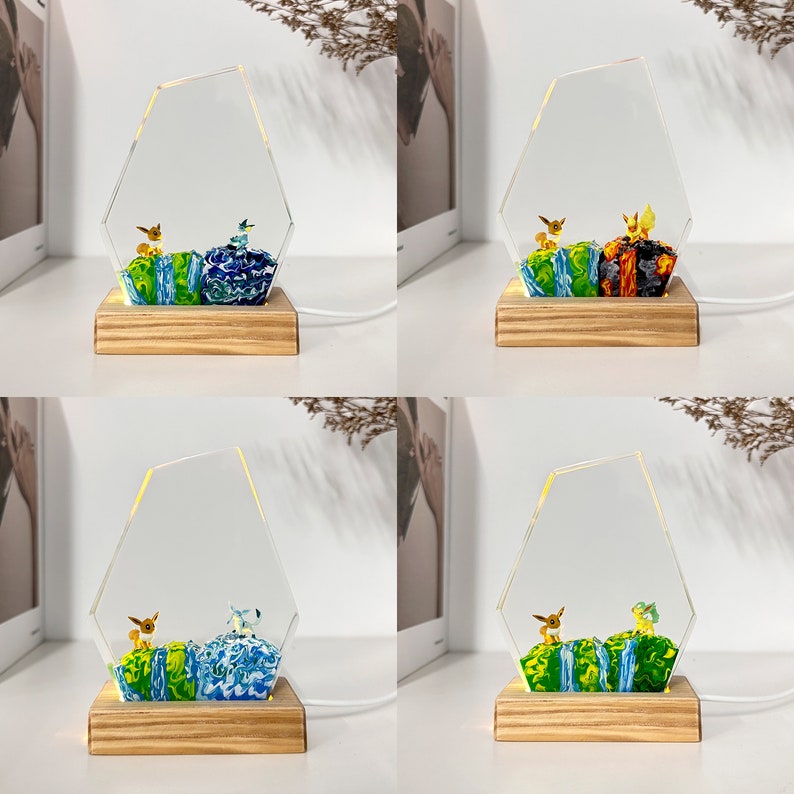 Evolution Pokemon Resin Epoxy Lamp, Night Light