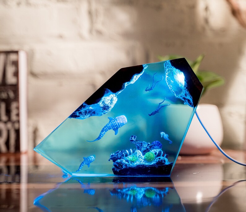 Whale shark Resin Epoxy Lamp, Night Light