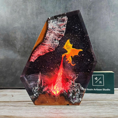 Fire Dragon Resin Lamp