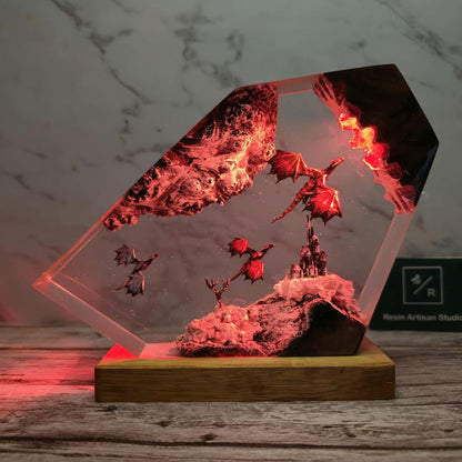 Fire Dragon and Ice Dragon Resin Lamp