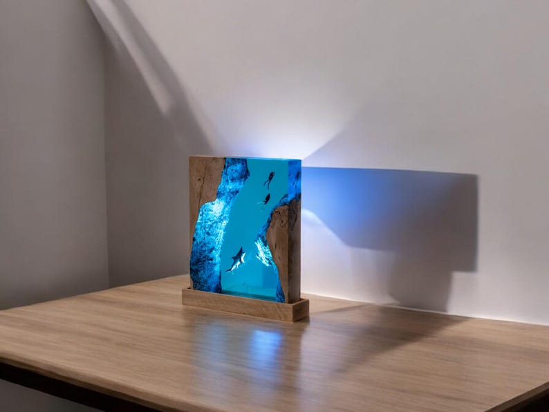 Shark Resin Epoxy Lamp, Night Light