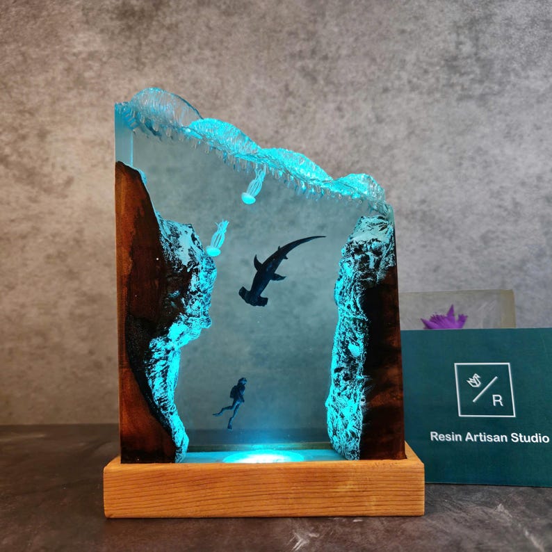 Hammerhead shark Resin Epoxy Lamp