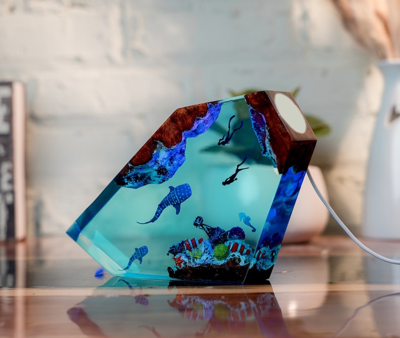 Whale shark Resin Epoxy Lamp, Night Light