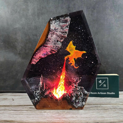 Fire Dragon Resin Lamp