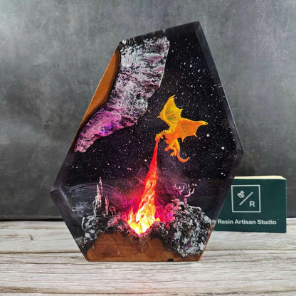 Fire Dragon Resin Lamp