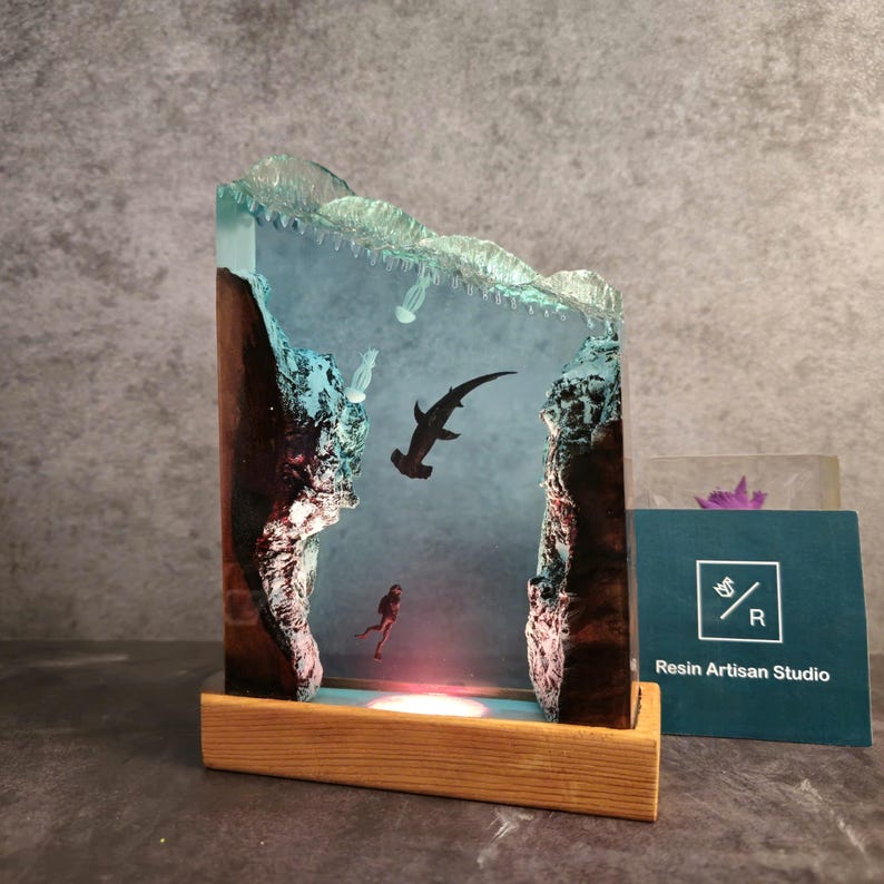 Hammerhead shark Resin Epoxy Lamp