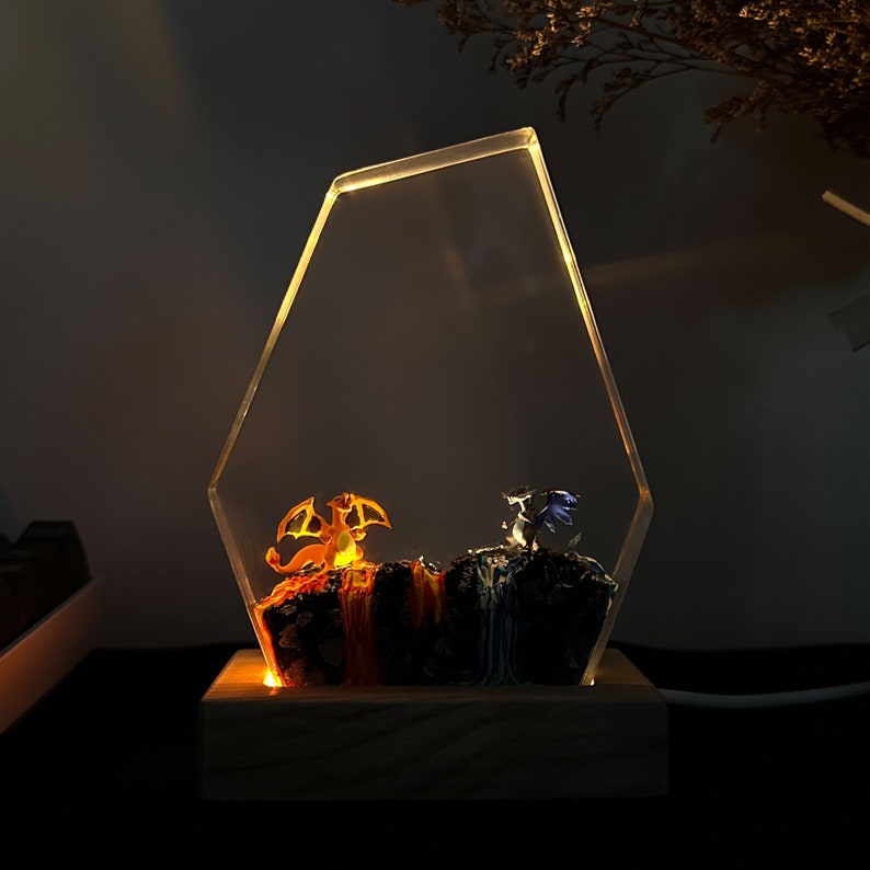 Charmander Charizard Pokemon Resin Epoxy Lamp, Night Light