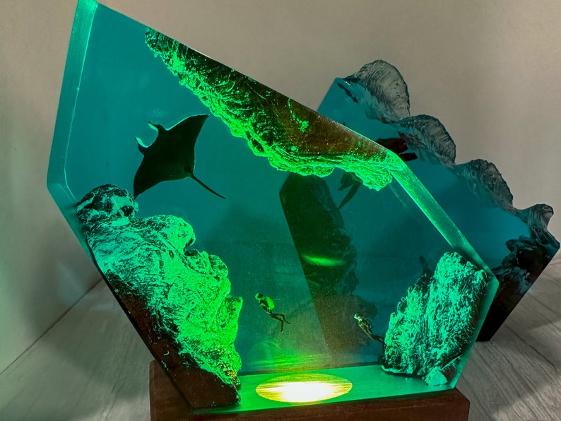 Manta Rays and Diver Night Light