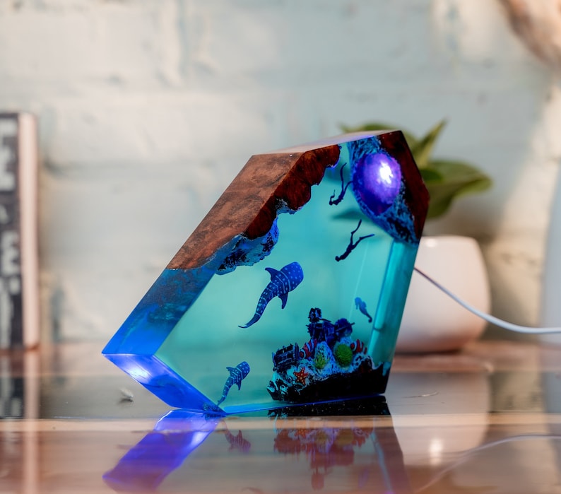 Whale shark Resin Epoxy Lamp, Night Light